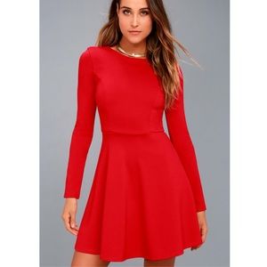 Lulu’s forever chic red long sleeve dress